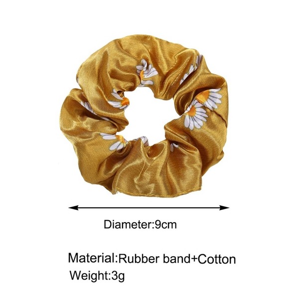 Set of 4 Dainty Daisy Flower Shiny Scrunchies - Picture 7 of 8